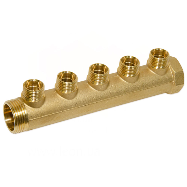 Коллектор латунный Bianchi Ø 1"×1/2" - 5 контуров, I=36 мм