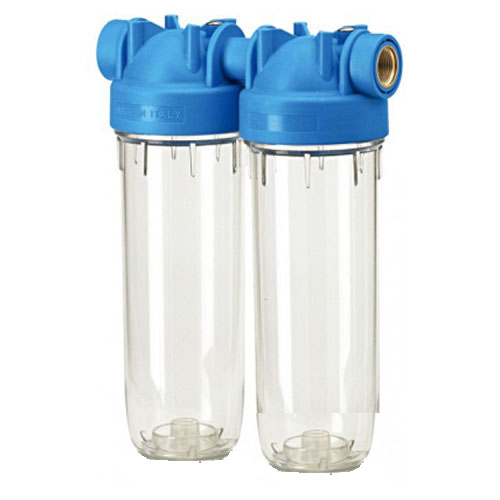 Фильтр магистральный Atlas Filtri 10" DP Duo Ø 1" OT (TS прозрачный корпус) KIT