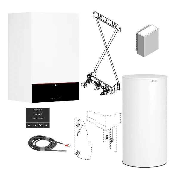 Пакетна пропозиція: Котел Viessmann Vitodens 050-W тип B0HA (бойлер 300 літрів, датчик температури, димохід)