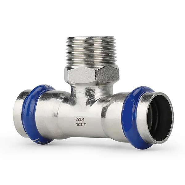 Трійник прес нержавійка ASG Inox Press Ø 15×1/2"×15 мм, зовнішня різьба