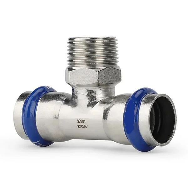 Трійник прес нержавійка ASG Inox Press Ø 42×1-1/2"×42 мм, зовнішня різьба