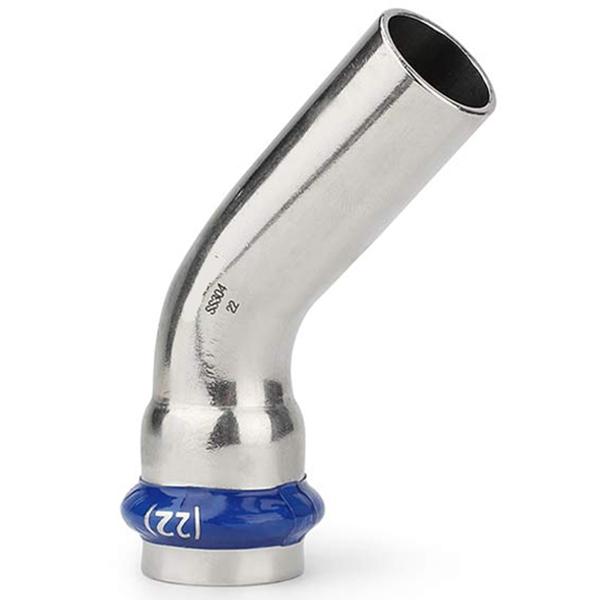 Колено пресс нержавейка (1 муфта) ASG Inox Press Ø 42/45° мм
