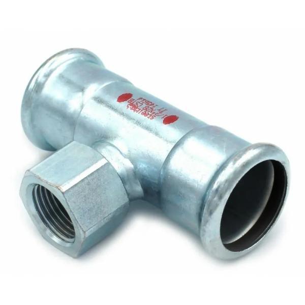 Трійник прес оцинковка RM Steel Pres Ø 76.1×1/2"×76.1 мм, внутрішня різьба