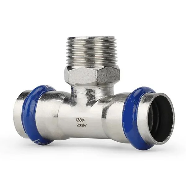 Трійник прес нержавійка ASG Inox Press Ø 15×1/2"×15 мм, зовнішня різьба