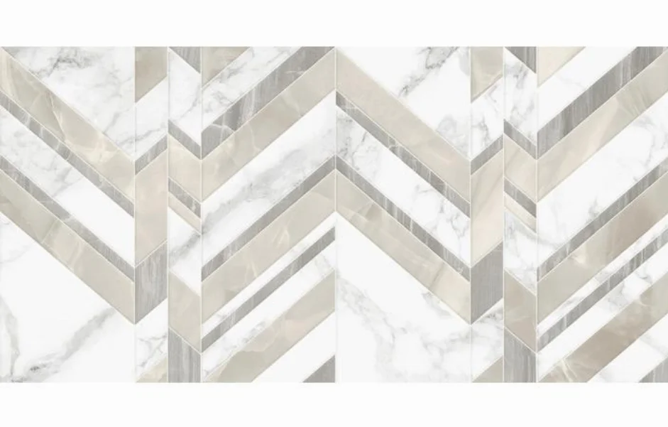 Плитка настінна Marmo Bianco шеврон 300x600x9 Golden Tile