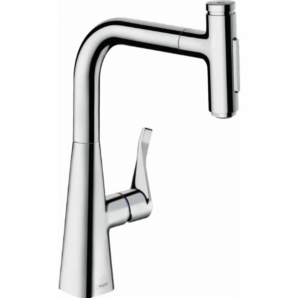 Змішувач для кухонної мийки Hansgrohe Metris Select M71 з висувним душем, хром
