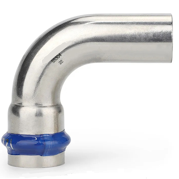 Коліно прес нержавійка (1 муфта) ASG Inox Press Ø 15/90° мм