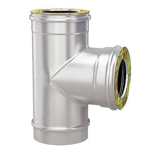 Тройник для дымохода сэндвич Ø 350×420/90° мм (нерж.- оцинк. сталь 1,0 мм AISI)