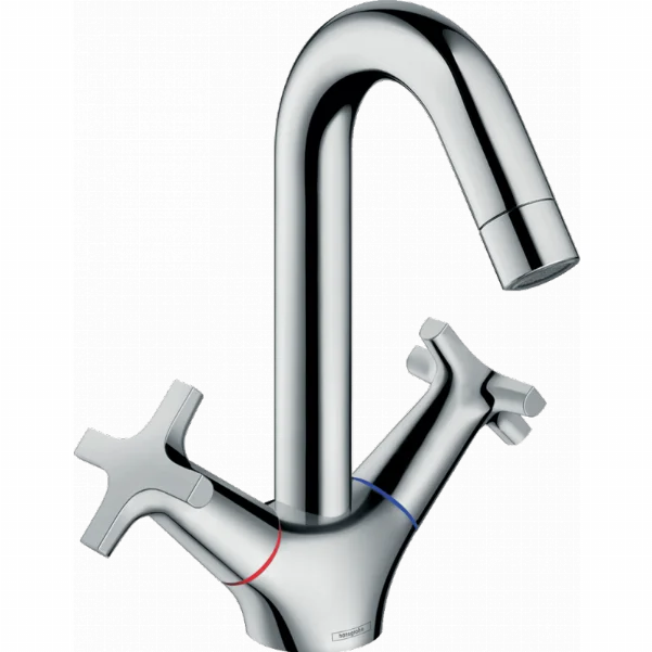 Змішувач Hansgrohe Logis Classic для раковини з двома рукоятками і зливним гарнітуром, хром 71270000