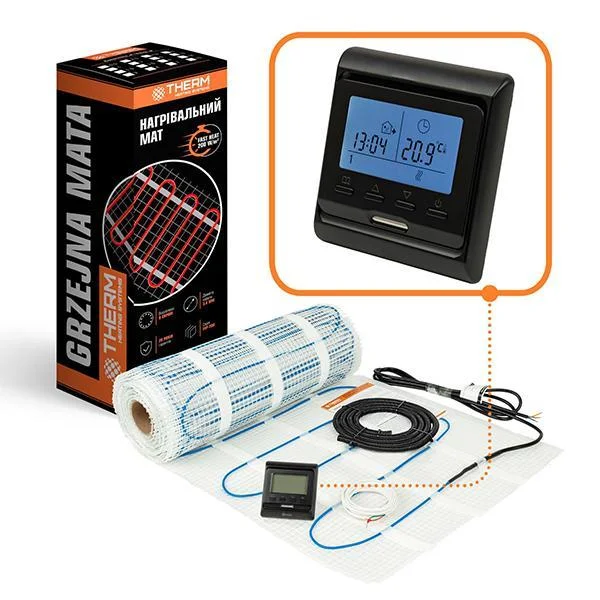 Комплект тепла підлога Therm FEP-200 - 5,0 м² (з чорним програмованим терморегулятором)
