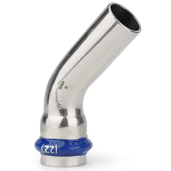 Коліно прес нержавійка (1 муфта) ASG Inox Press Ø 54/45° мм