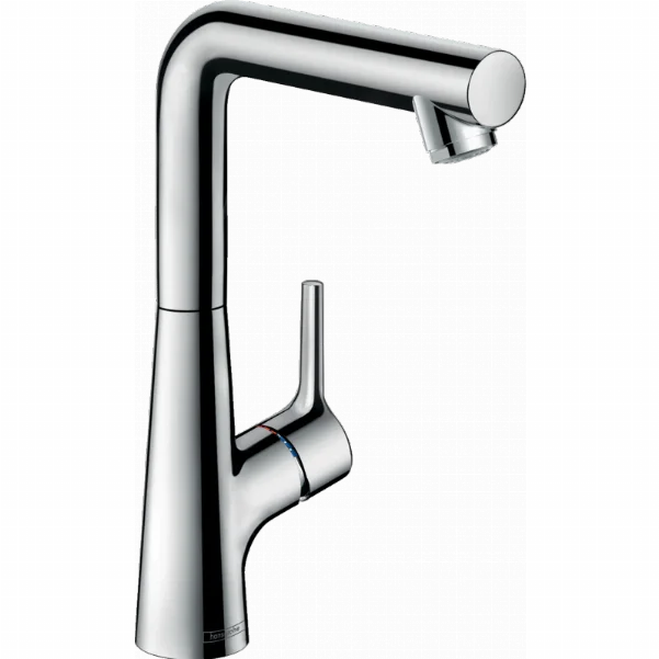 Смеситель Hansgrohe Talis S для раковины с поворотным изливом и сливным гарнитуром, хром 72105000