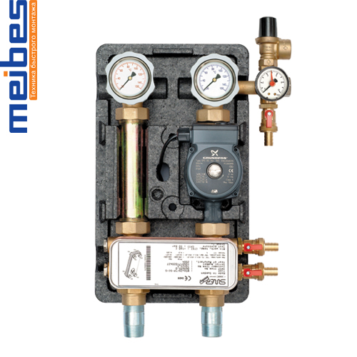 Насосная группа D-UK-HE 1" с раздельным теплообменником 36 пл. с нас. Grundfos UPS 25-60