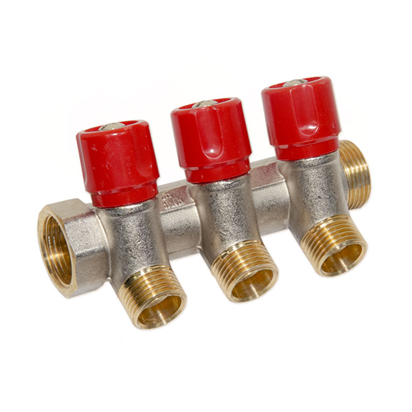 Колектор з вентилями Bianchi Ø 3/4"×1/2" - 3 контури, I=36 мм (red/червоний)