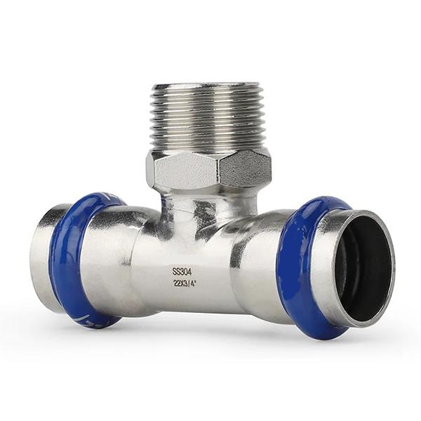 Трійник прес нержавійка ASG Inox Press Ø 28×3/4"×28 мм, зовнішня різьба
