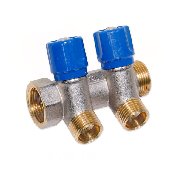 Коллектор с вентилями Bianchi Ø 3/4"×1/2" - 2 контура, I=36 мм (blue/синий)