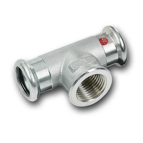 Трійник прес оцинковка SANHA Therm Press 35×1"×35 мм, з внутрішньою різьбою (код. 24130g)