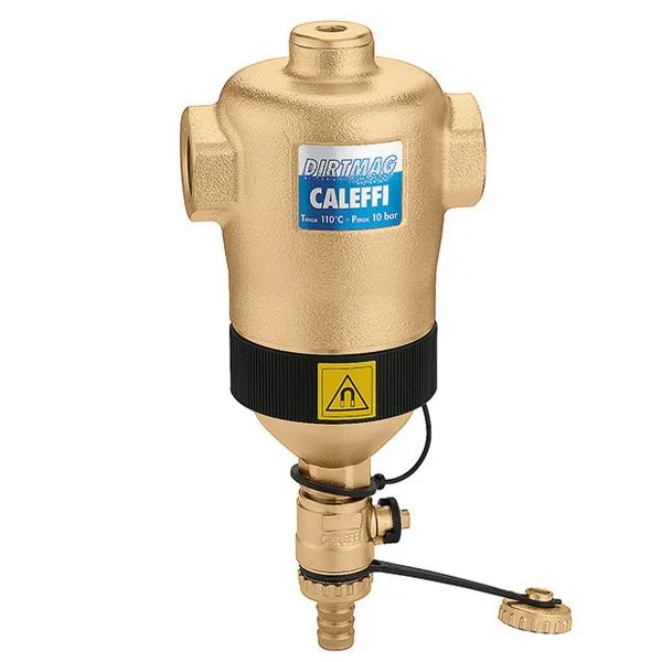 Дешламатор с магнитом горизонтальный Caleffi Dirtmag Ø 3/4" внутр.- внутр. резьба (фильтрация: 5 μm, t=0÷110 °C, Pa=10 bar)