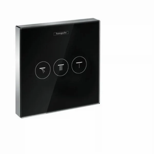 Зовнішня частина змішувача HANSGROHE ShowerSelect з трьома запірними клапанами, скляний, чорний/хром