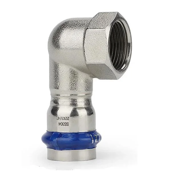 Коліно коротке прес нержавійка ASG Inox Press Ø 28×3/4" внутрішня різьба