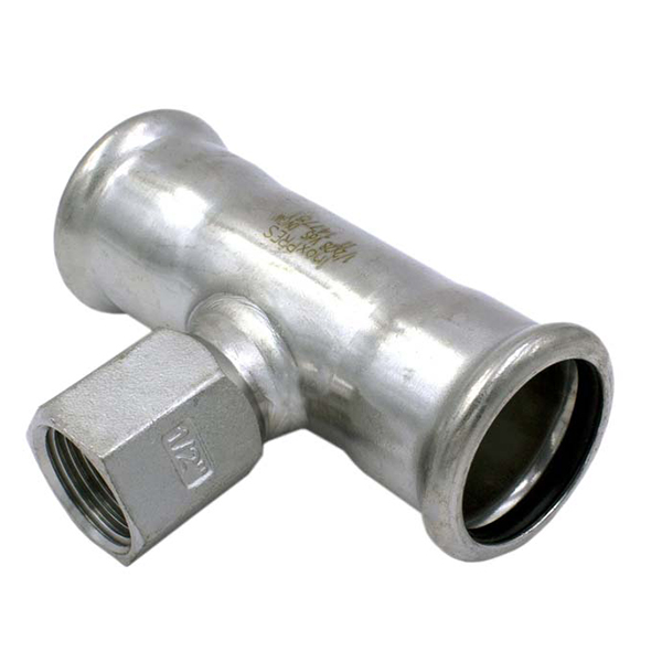 Трійник прес нержавійка RM Inox PRES Ø 15×1/2"×15 мм, внутрішня різьба