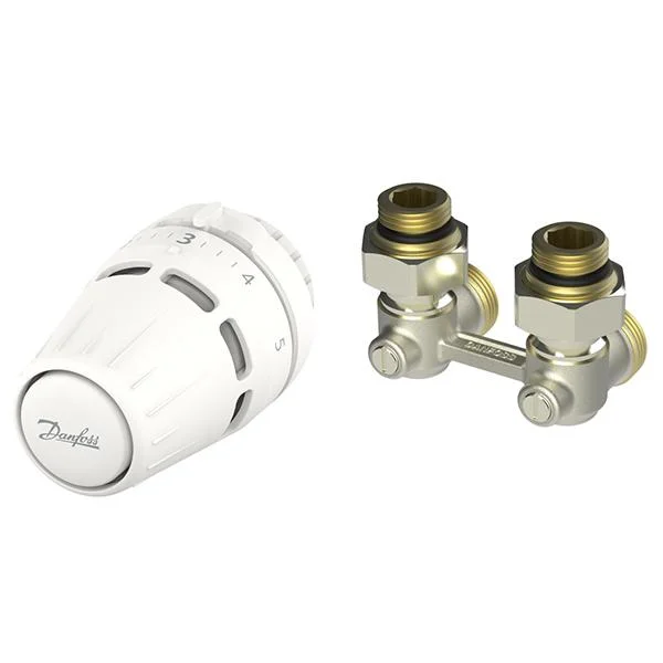 Комплект для нижнього підключення радіатора Danfoss M23.5х1.5 Click RLV-KS + RAS-C Ø 3/4"×1/2" кутовий
