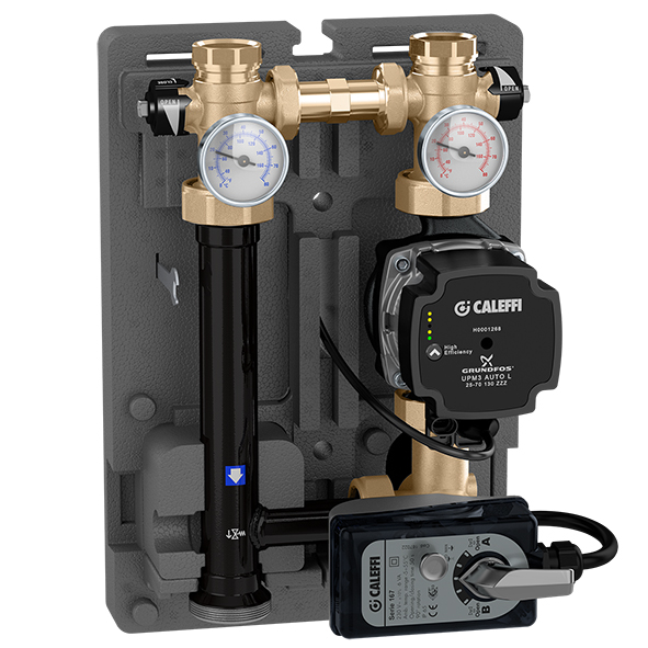 Насосная група CALEFFI Ø 1"х1-1/2" 125 мм с насосом Grundfus UРМL 25-95°С, правая