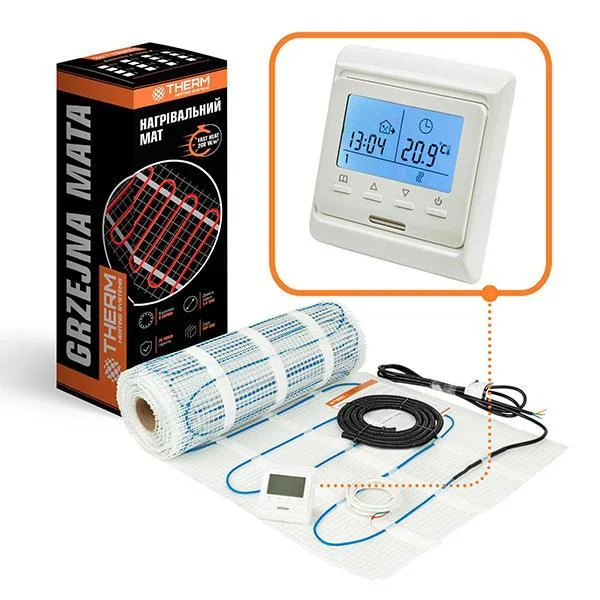 Комплект тепла підлога Therm FEP-200 - 4,0 м² (з білим програмованим терморегулятором)