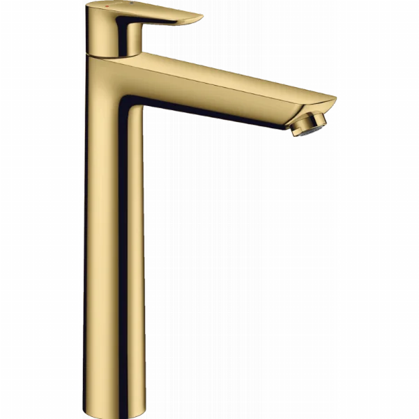 Змішувач для раковини Hansgrohe Talis E з високим виливом і зливним гарнітуром, колір: золото