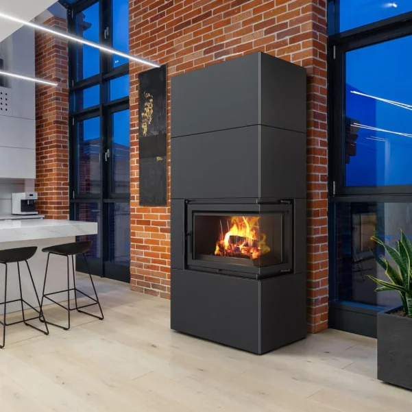 Камін Kratki Simple 12 BS права в корпусі BOX сталевий, колір: чорний