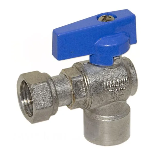 Кран з накидною гайкою кутовий Ø 1/2″×1/2″ внутр.- внутр. різьба (blue/синій)