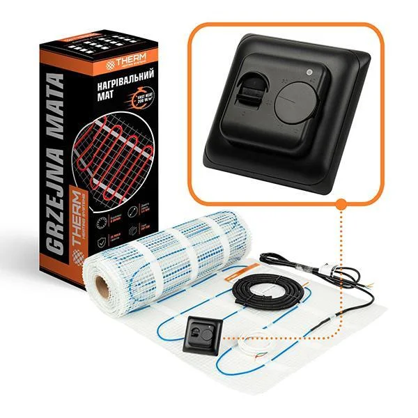 Комплект тепла підлога Therm FEP-200 - 15,0 м² (з чорним механічним терморегулятором)