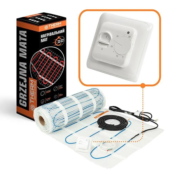 Комплект тепла підлога Therm FEP-200 - 0,5 м² (з білим механічним терморегулятором)