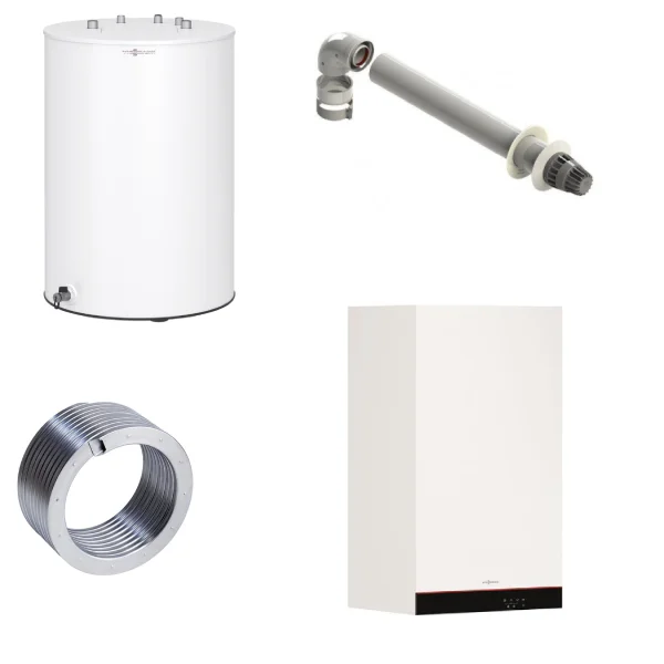 Пакетна пропозиція: Котел Viessmann Vitodens 100-W 32 кВт тип B1HF (бойлер 120 літрів, датчик температури, димохід)