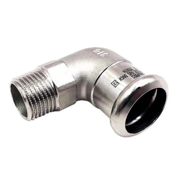 Коліно прес нержавійка RM Inox PRES Ø 22×3/4" зовнішня різьба