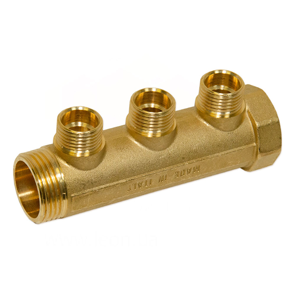Коллектор латунный Bianchi Ø 1"×1/2" - 3 контура, I=36 мм