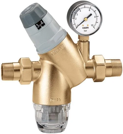 Редуктор давления CALEFFI Ø 1/2" со шкалой, с фильтром, с манометром