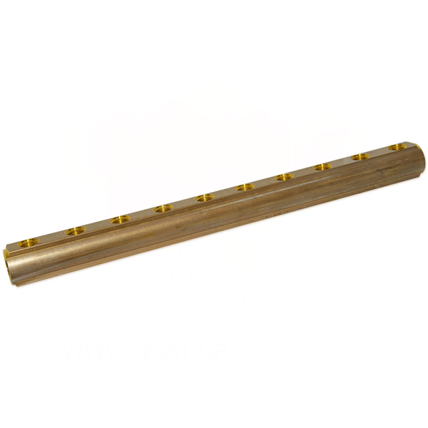 Коллекторная балка латунная Bianchi Ø 1"×1/2" - 10 контуров, I=50 мм (с отверстием под спускник воздуха 3/8")