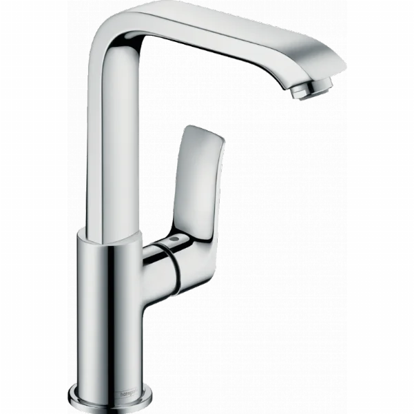 Змішувач для умивальника Hansgrohe Metris поворотний вилив (з автопробкою)