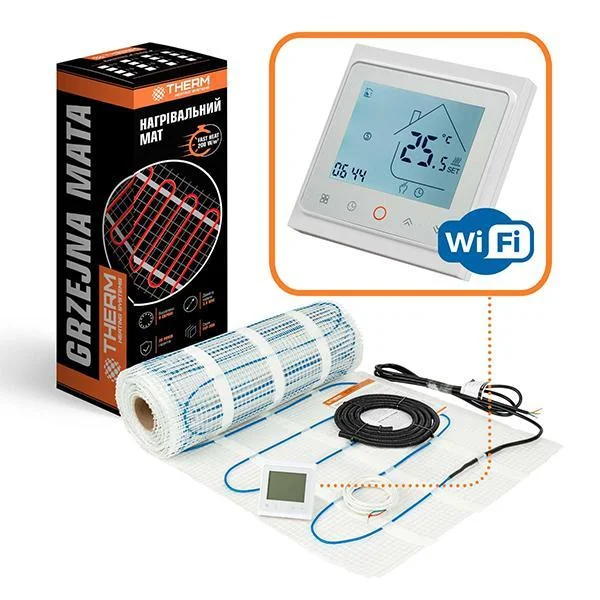 Комплект теплого пола Therm FEP-200 - 4,5 м² (с белым программируемым WiFi терморегулятором)